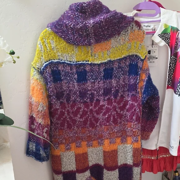 Free People Vibrant Multicolor Knit Cardigan Sweater Coat XS - Picture 5 of 6